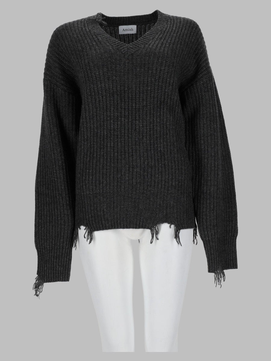 Pullover Distressed Con Scollo A V