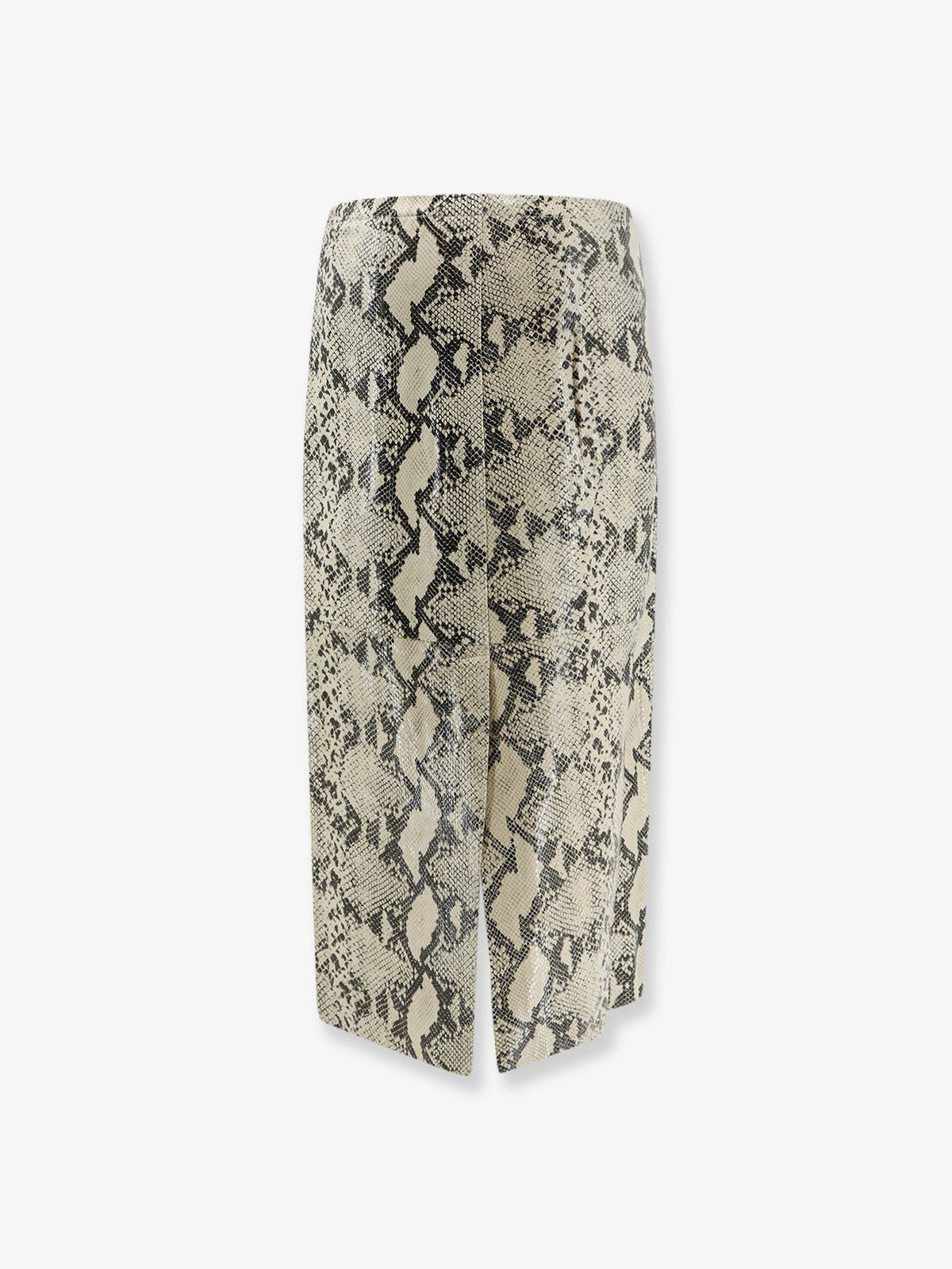 Python-print leather midi skirt