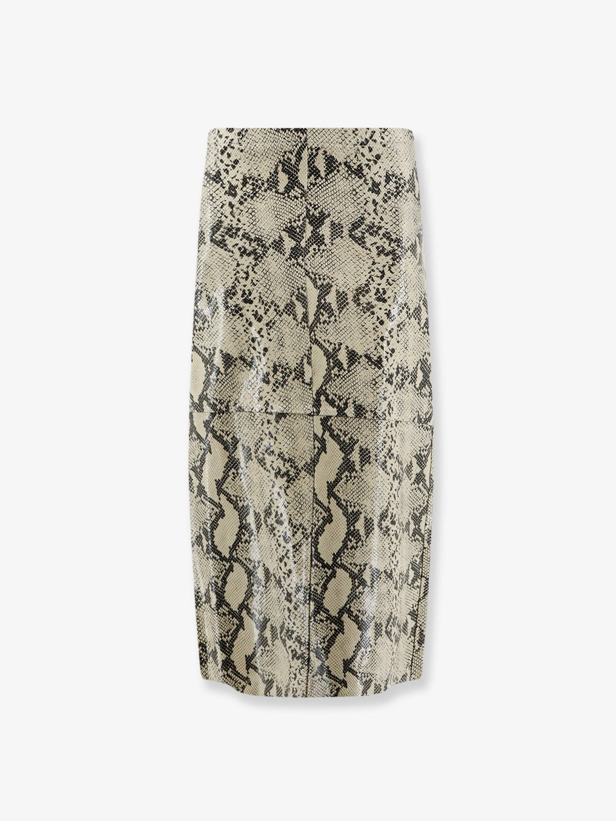 Python-print leather midi skirt
