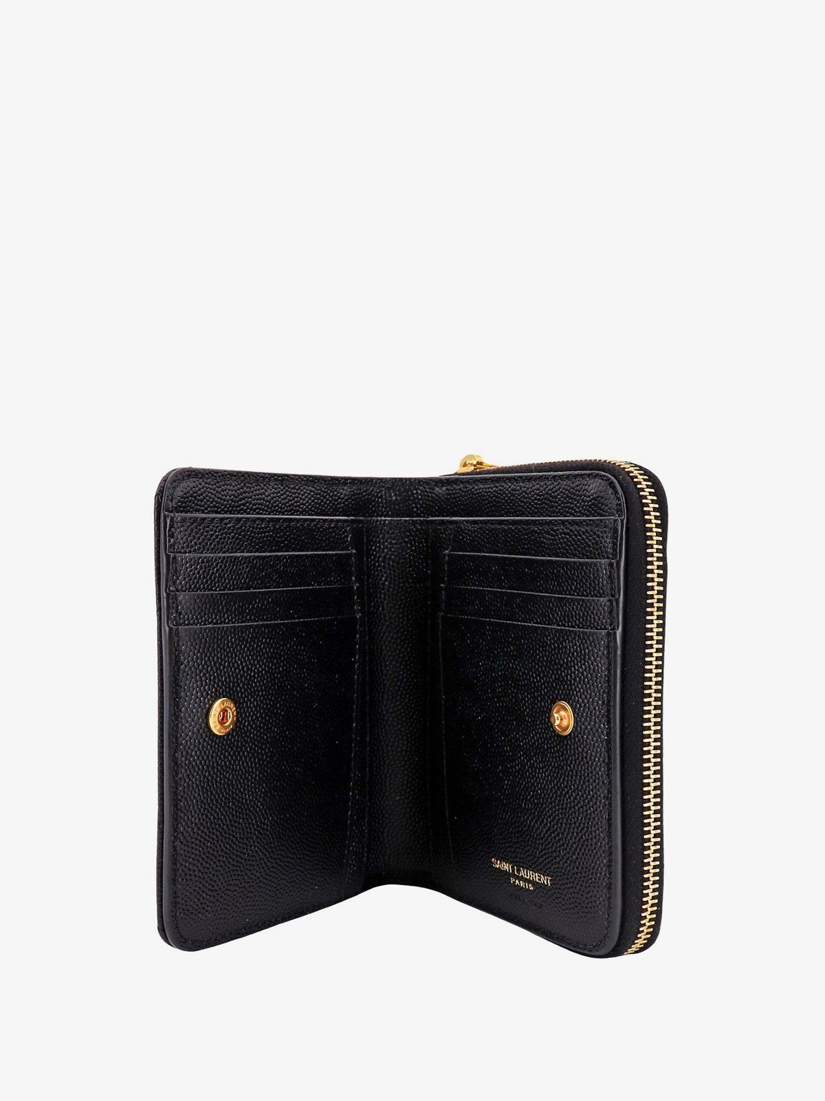 Quilted leather wallet with metal Cassandre logo