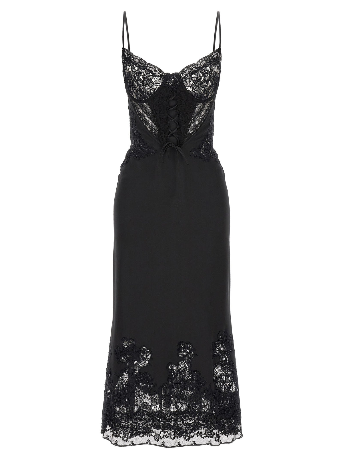 Rebrodé lace lingerie dress black