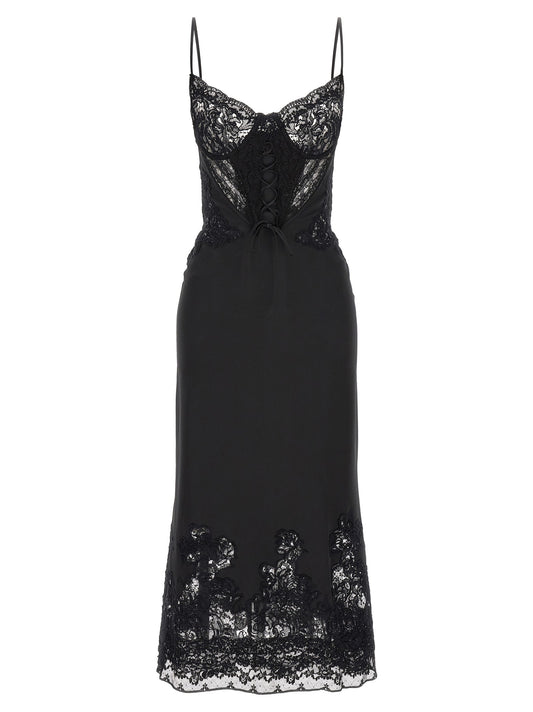 Rebrodé lace lingerie dress black
