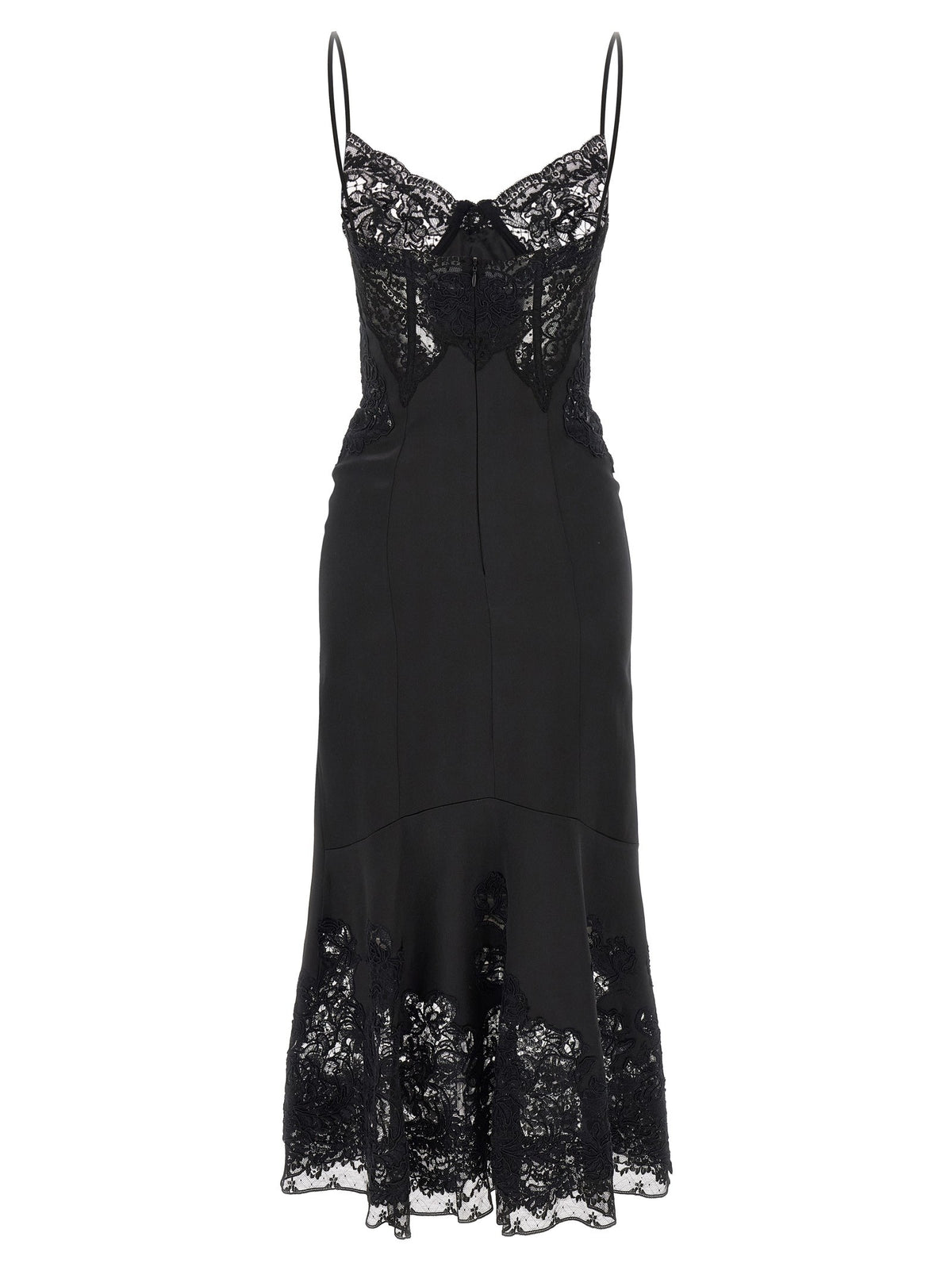 Rebrodé lace lingerie dress black