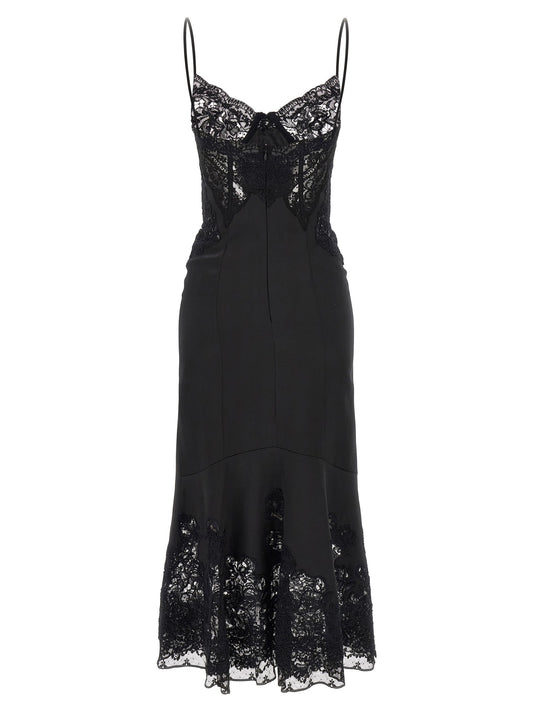 Rebrodé lace lingerie dress black