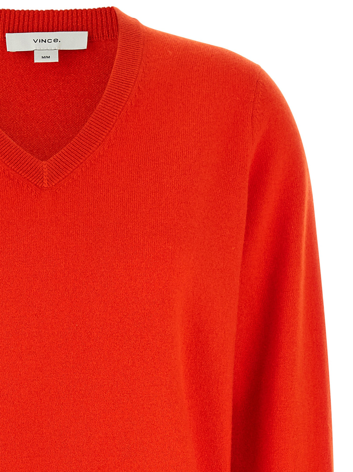 Red cashmere V-neck sweater