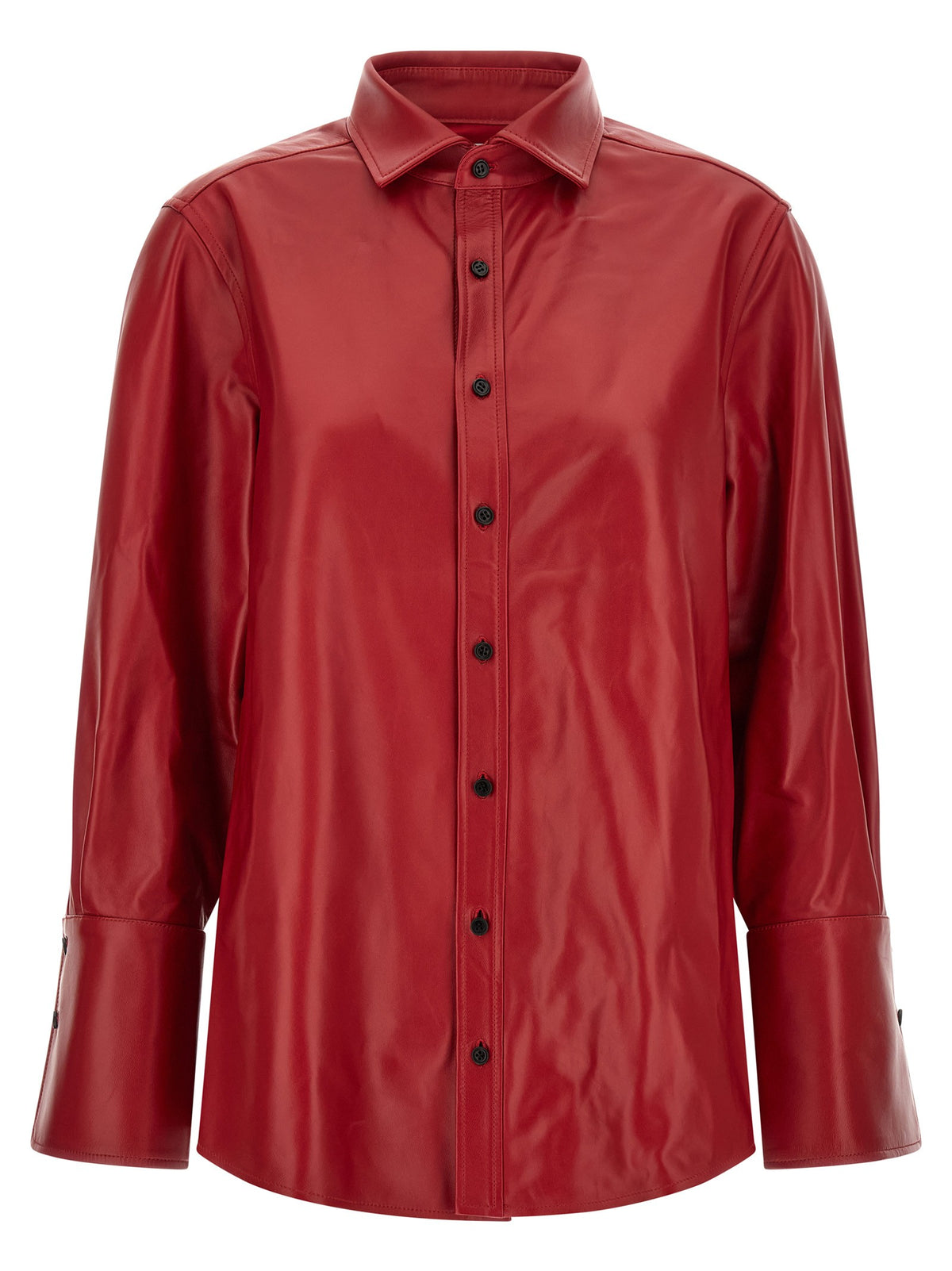 Red leather shirt
