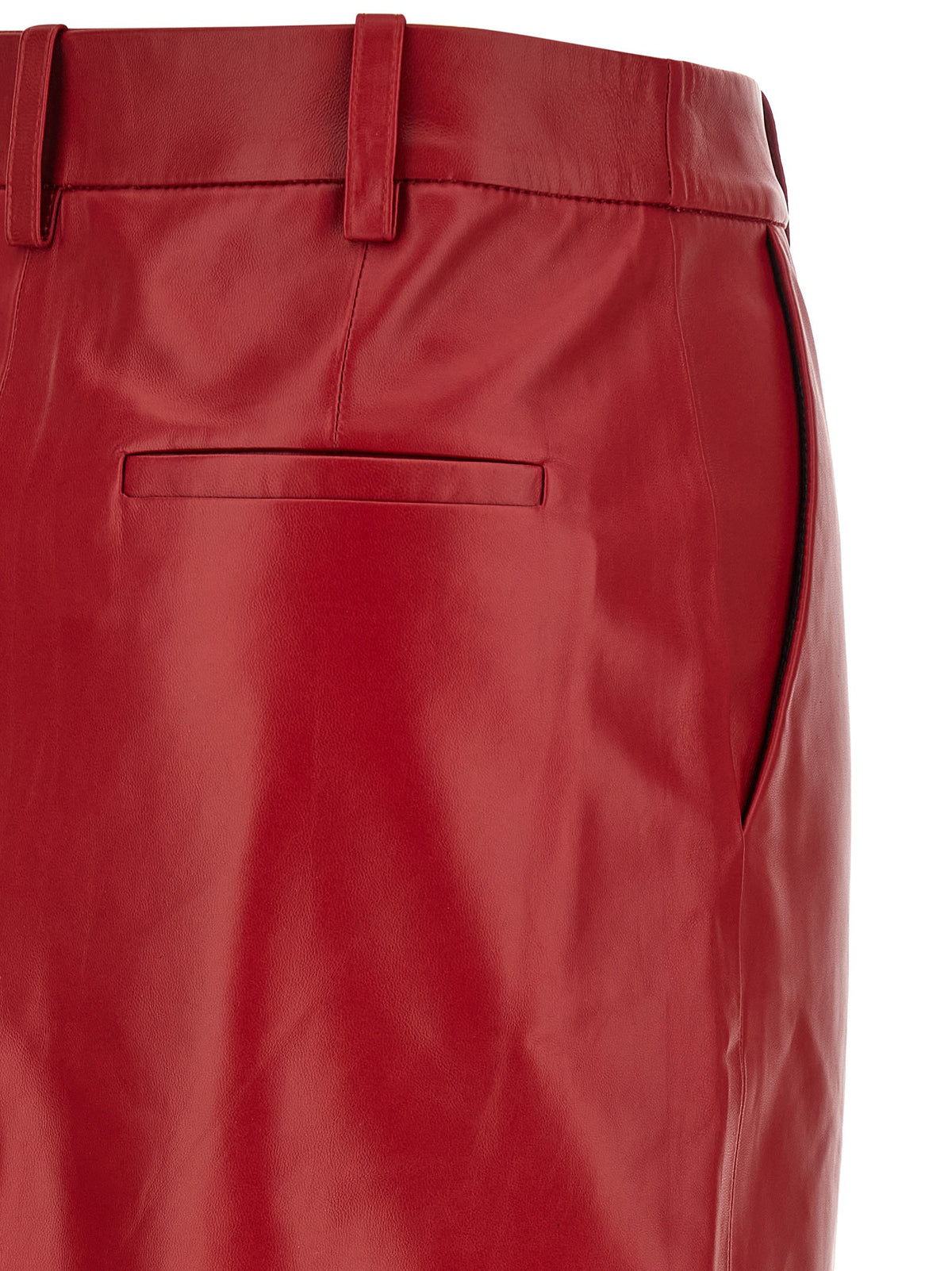 Red leather tailored skirt