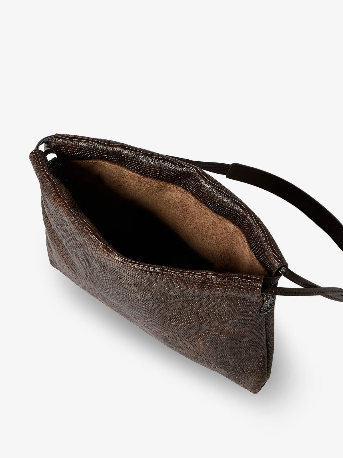Reptile print leather crossbody bag