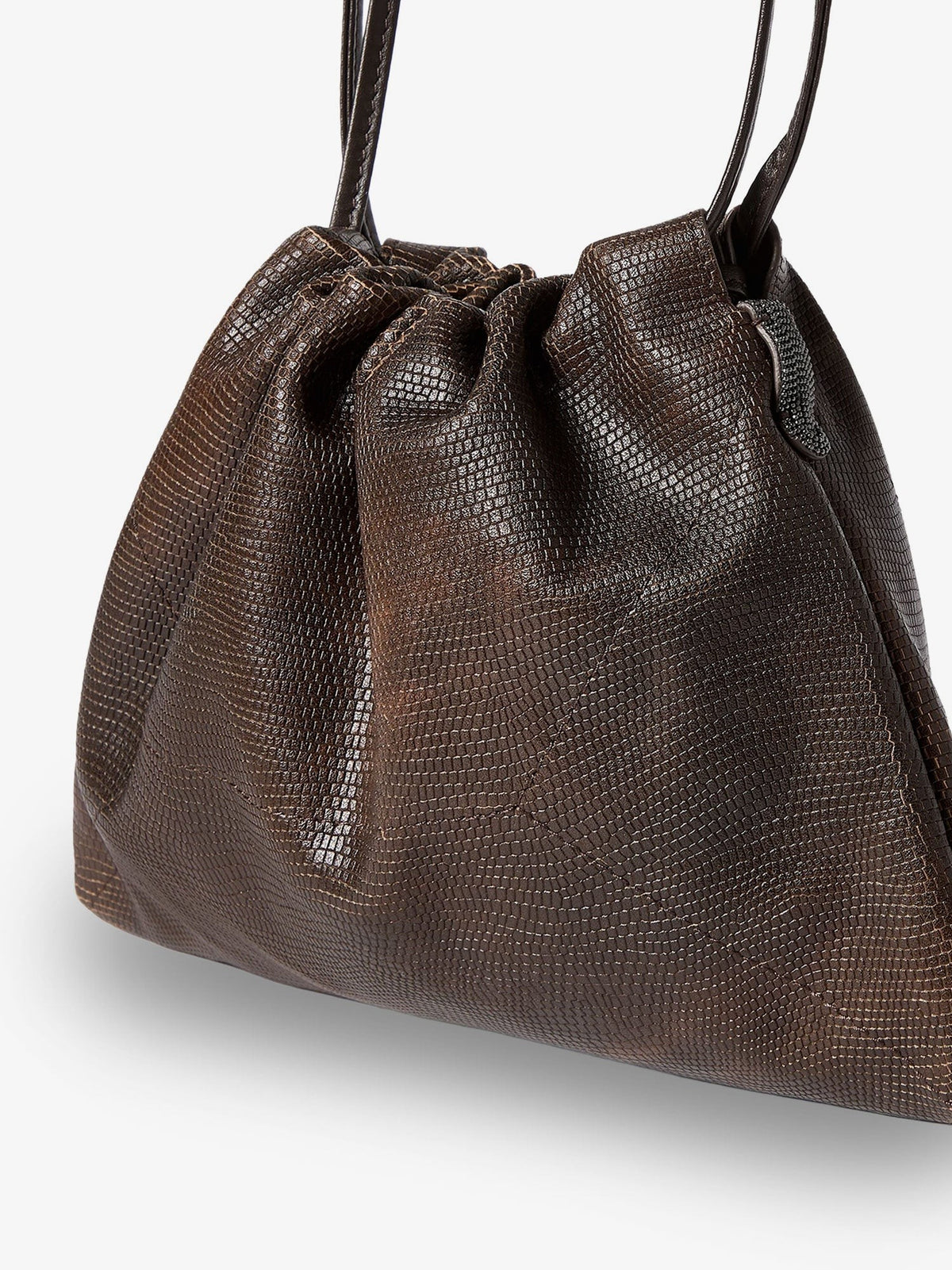Reptile print leather crossbody bag