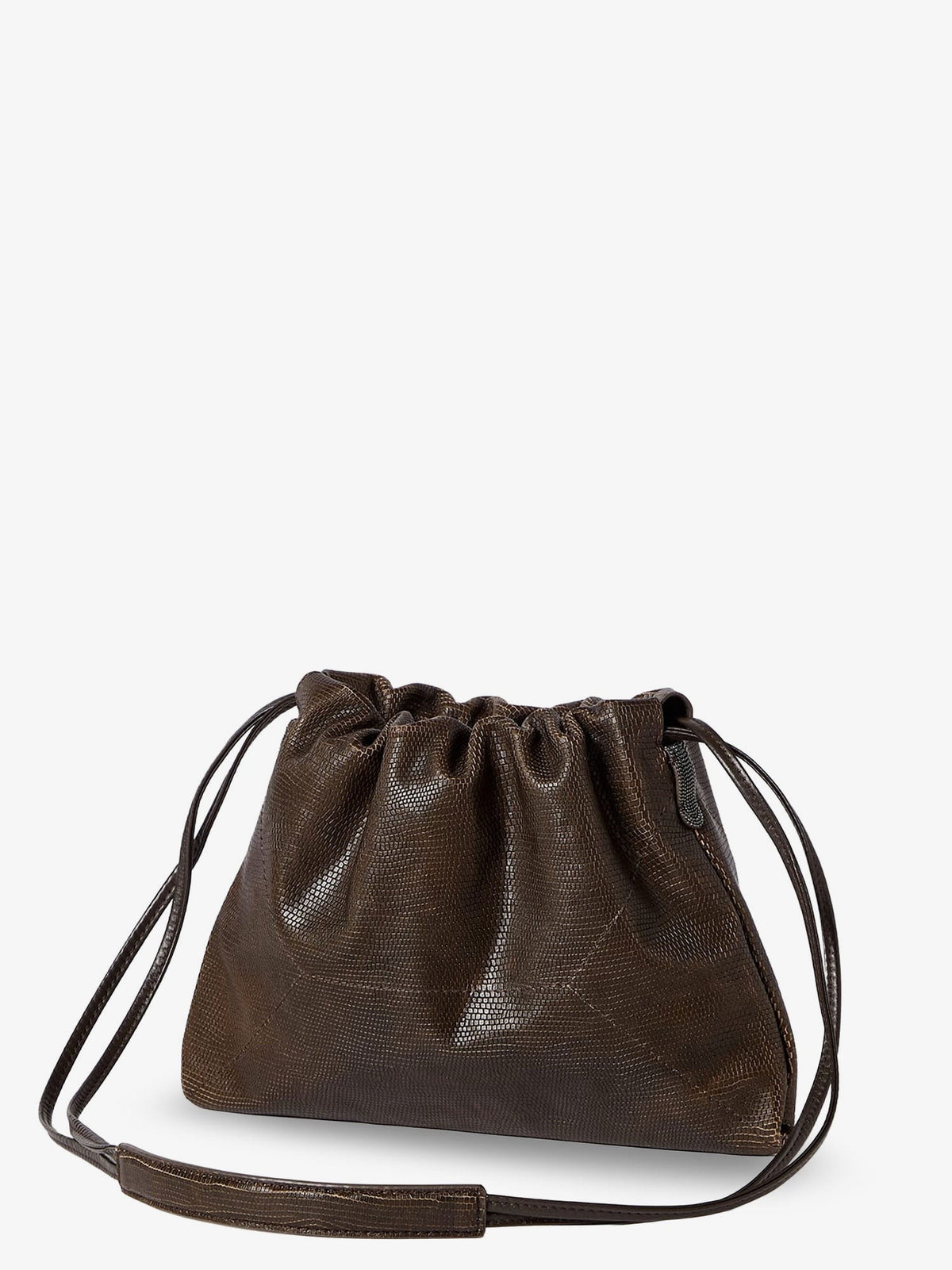 Reptile print leather crossbody bag