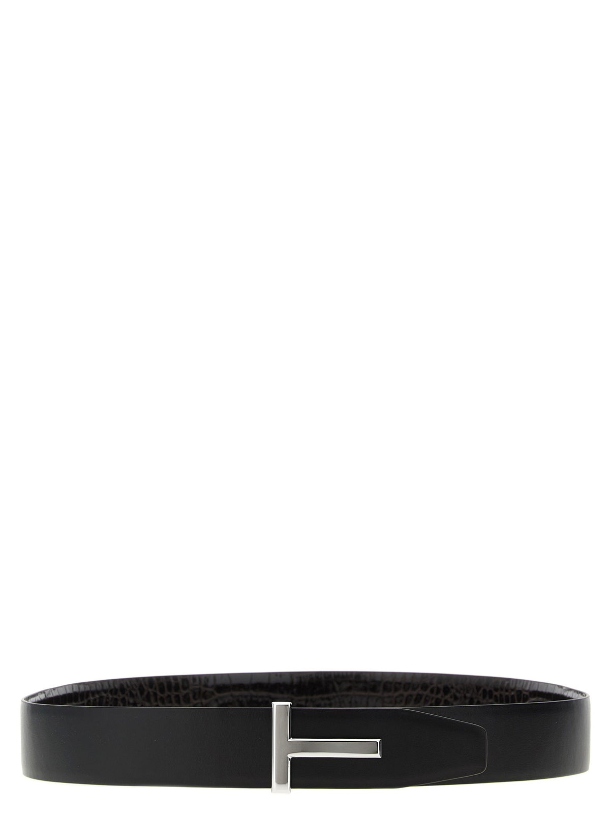 Reversible crocodile leather belt