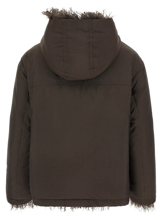 Reversible fur down jacket