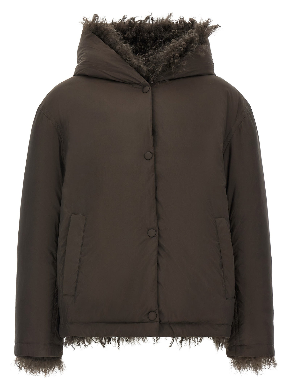 Reversible fur down jacket