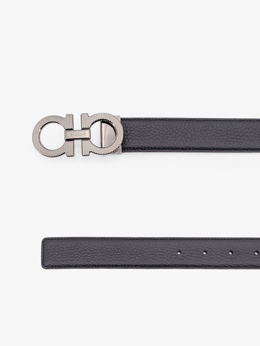 Reversible leather Gancini belt
