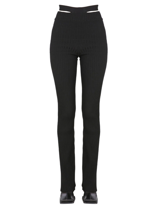 RIBBED TROUSERS WITH CUT OUT BELT