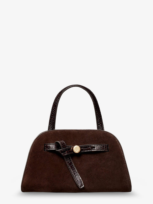 Romy Small suede satchel bag with shoulder strap