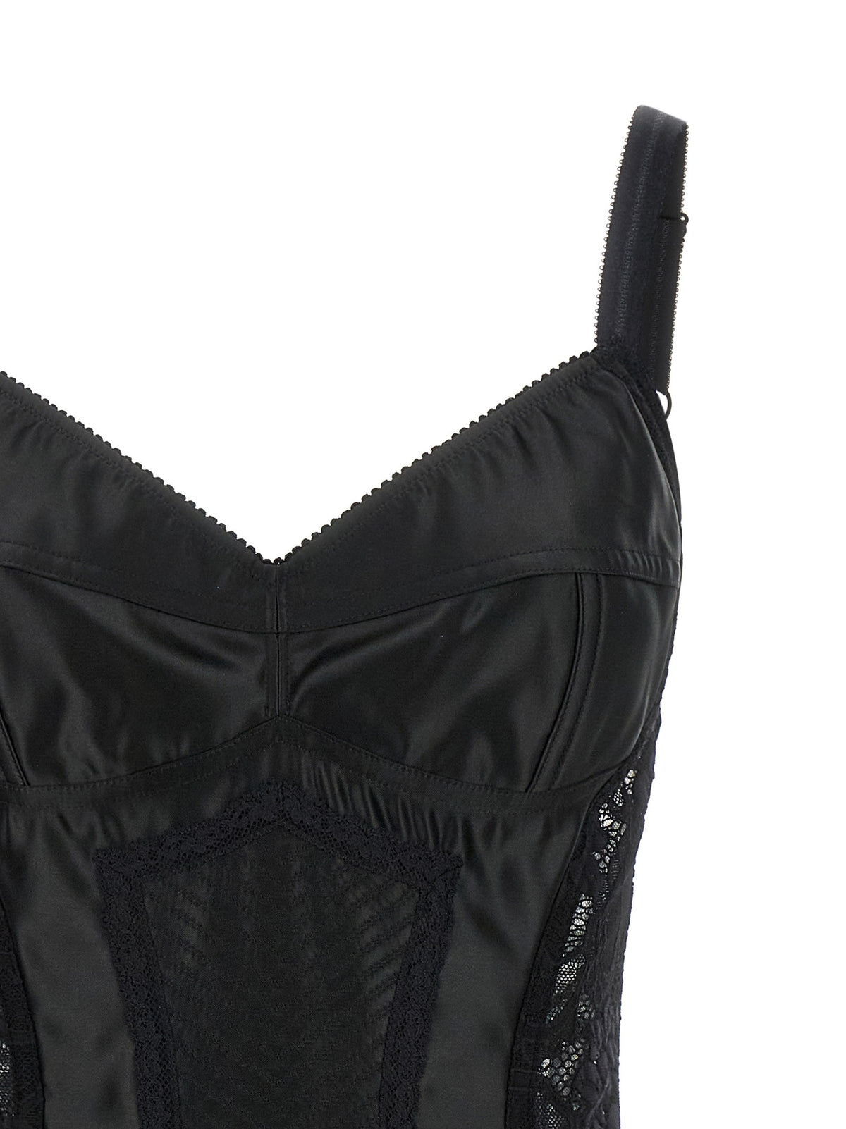 Satin and lace corsetry bodysuit