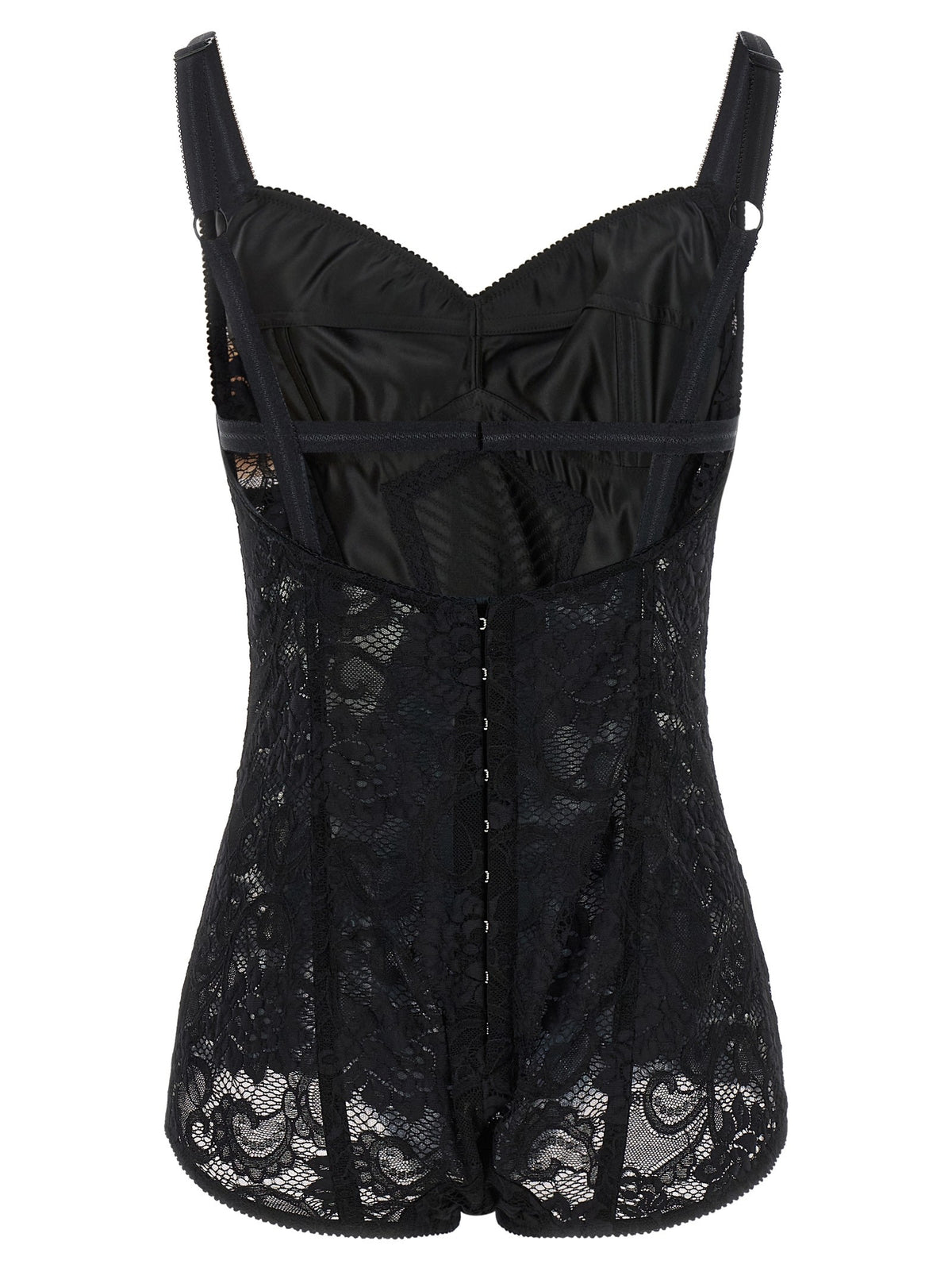 Satin and lace corsetry bodysuit