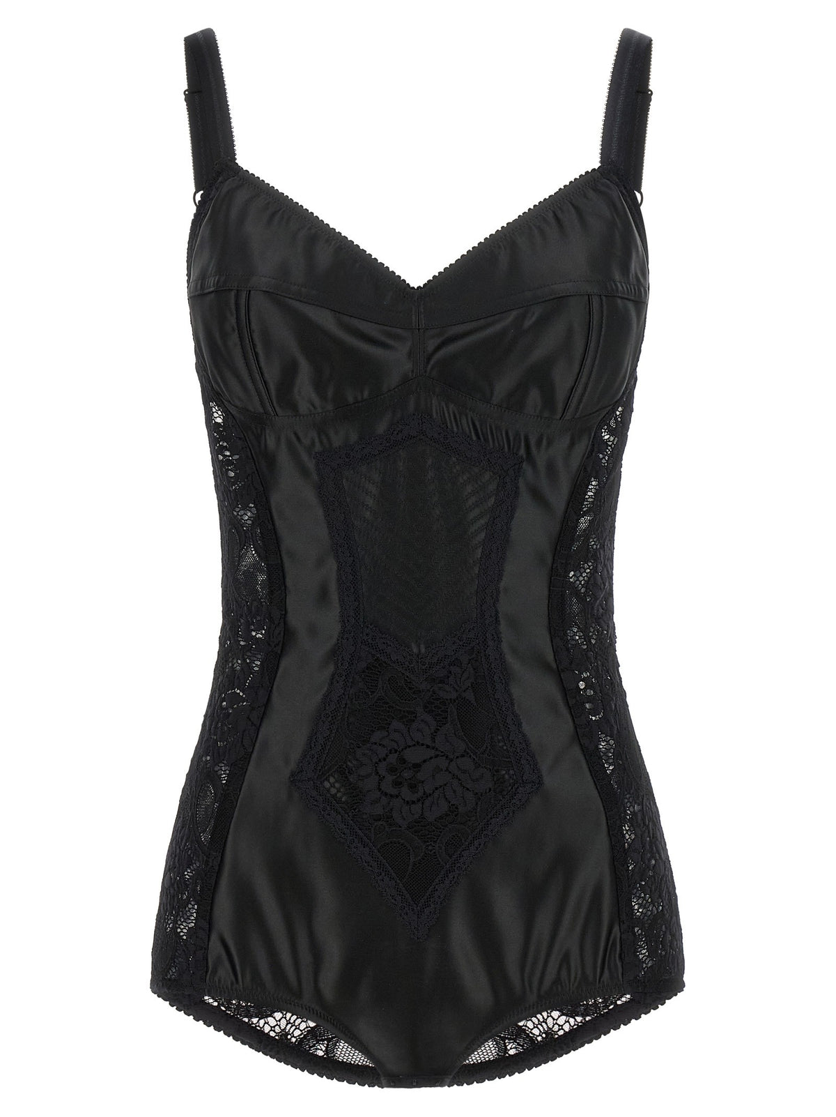 Satin and lace corsetry bodysuit