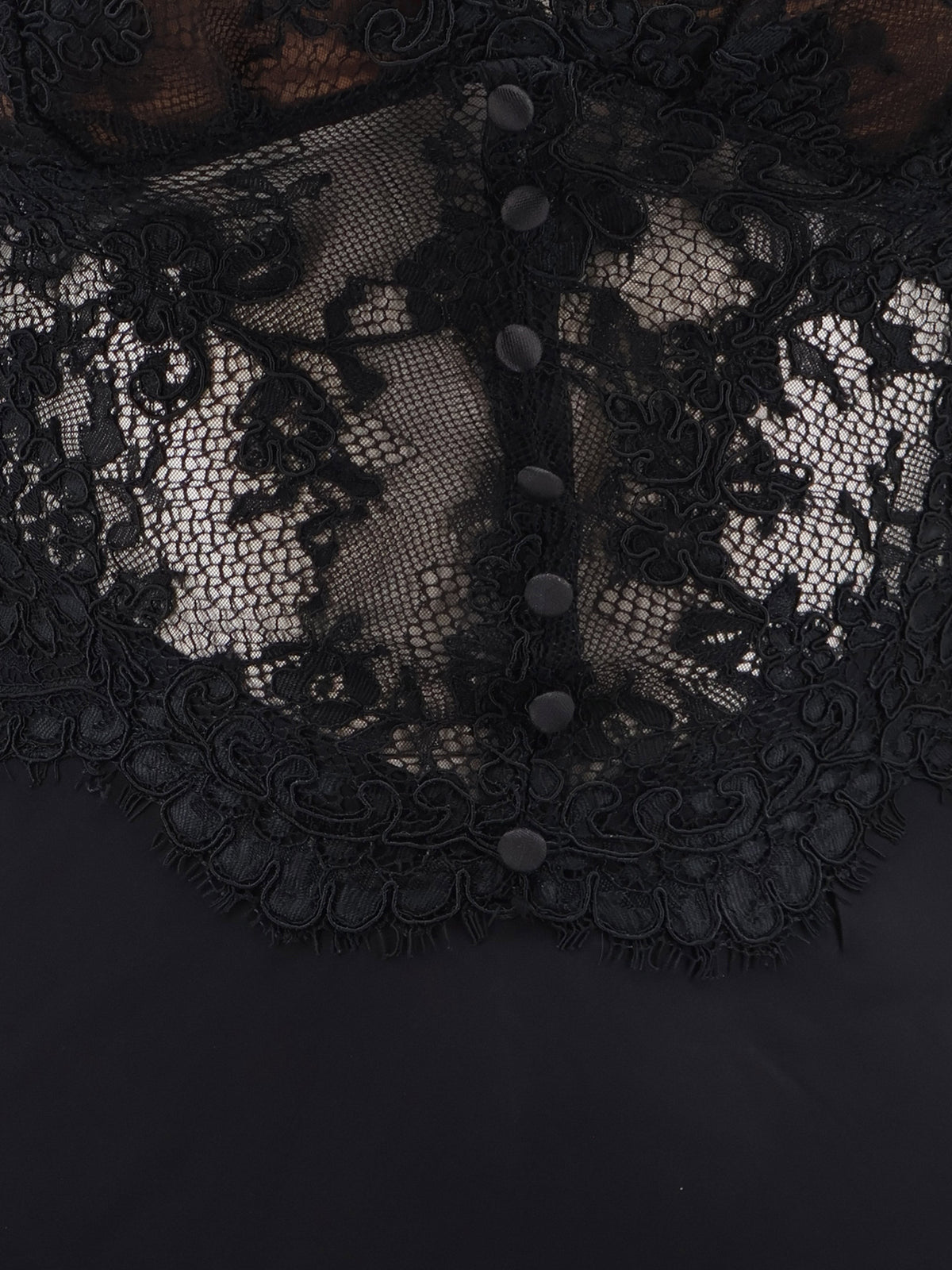 Satin dress with lace profiles