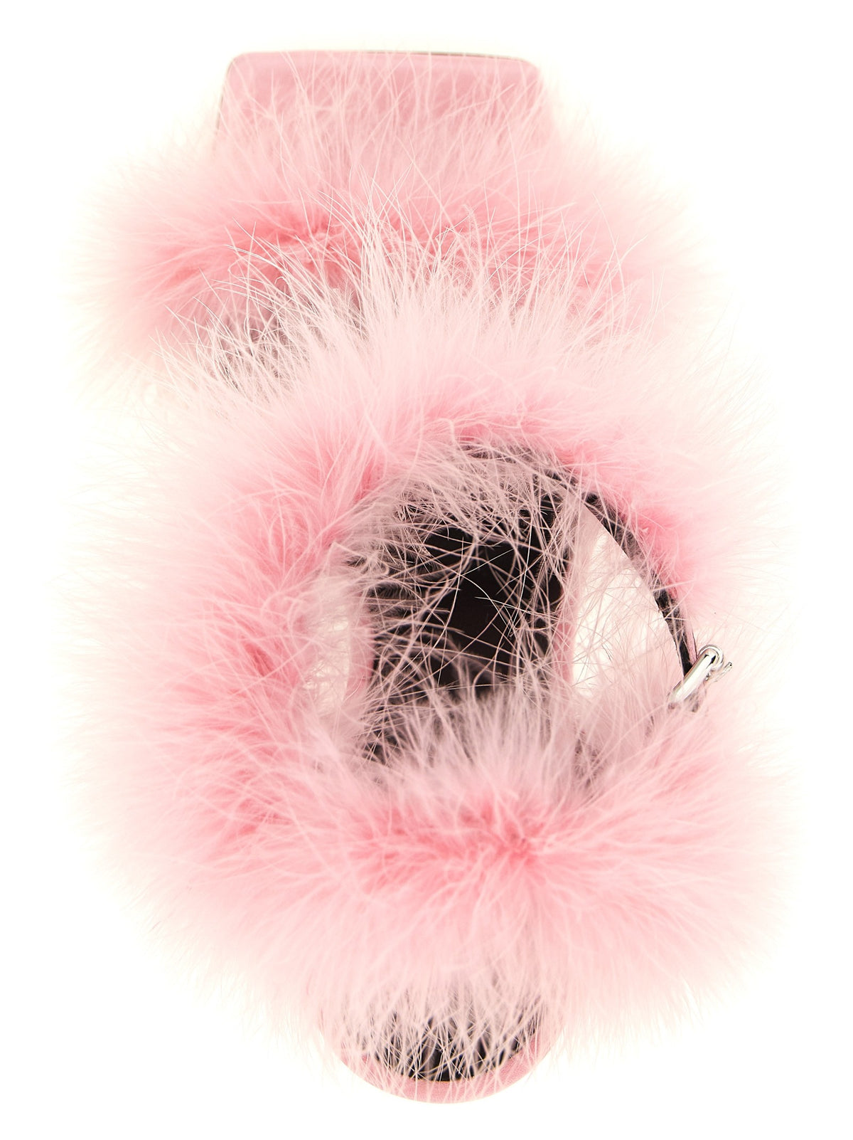 Satin sandals and feathers
