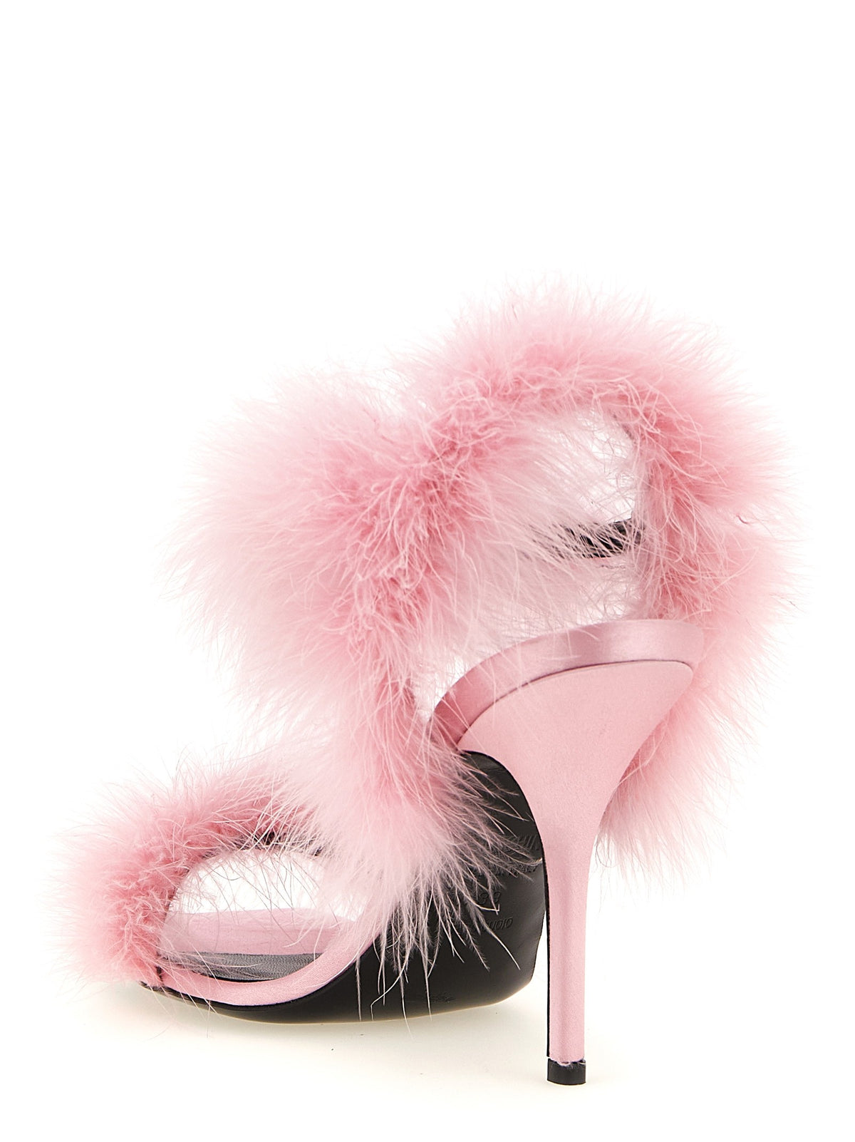 Satin sandals and feathers