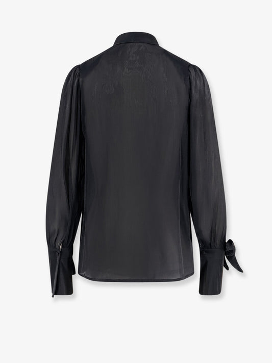 Satin shirt with padded shoulders