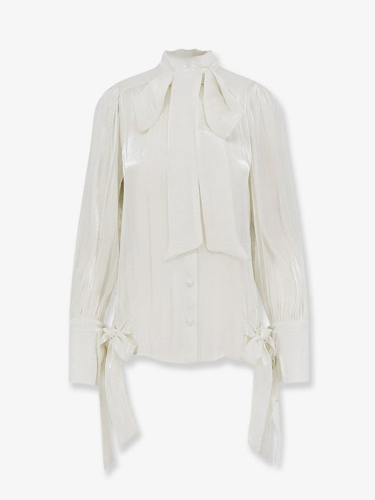 Satin shirt with padded shoulders
