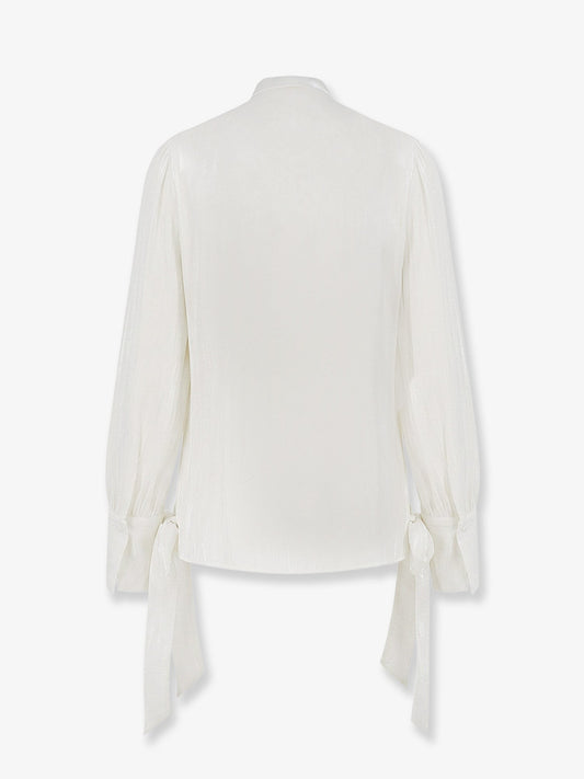 Satin shirt with padded shoulders