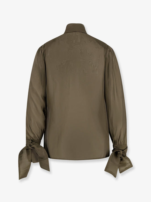Satin shirt with padded shoulders