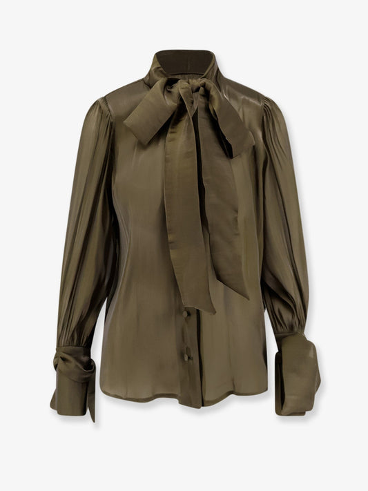 Satin shirt with padded shoulders