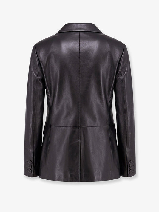 سترة "سيما" بليزر جلد بصف أزرار واحد