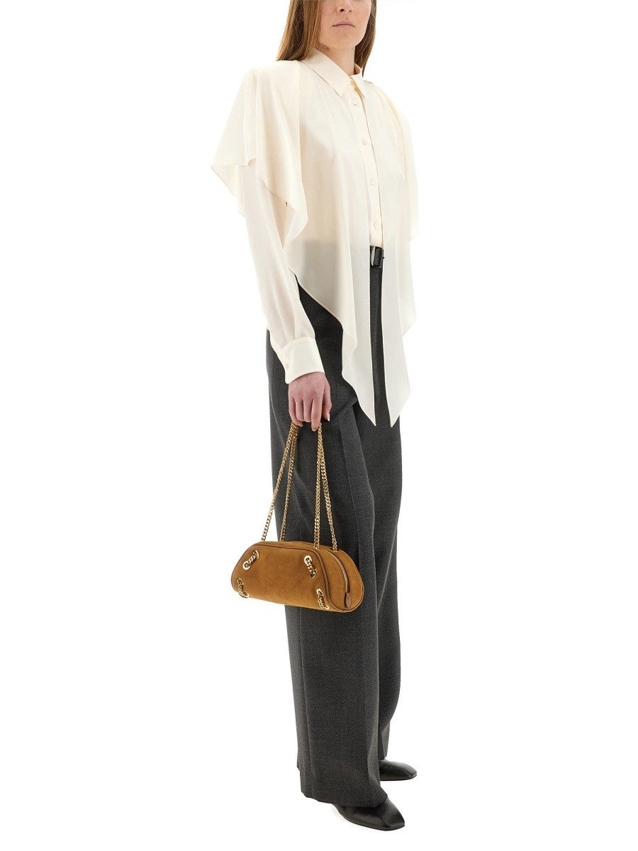 SEMI-TRANSPARENT SHIRT WITH LAYERED PANEL