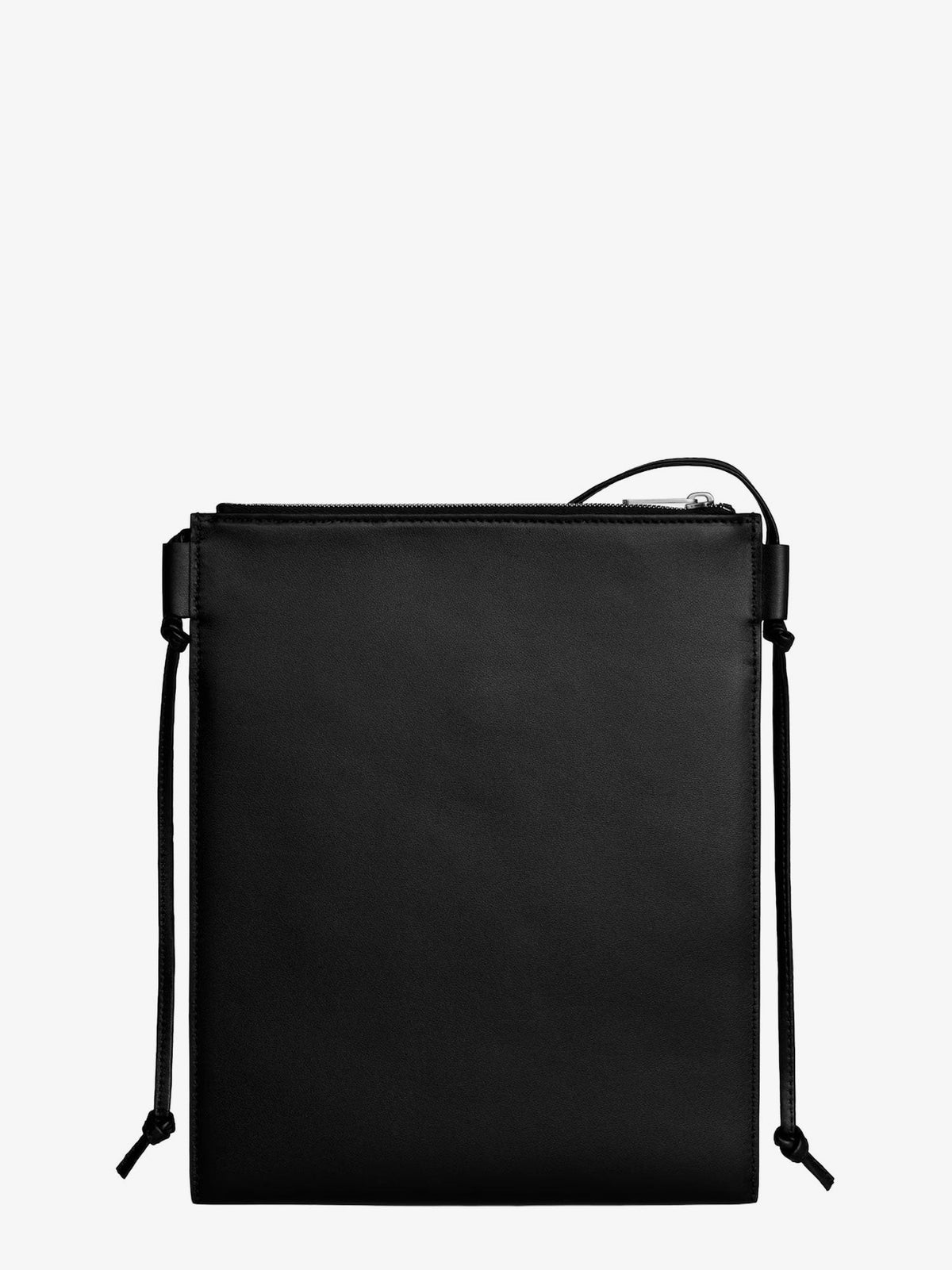 Sharp leather crossbody bag with logo on the front