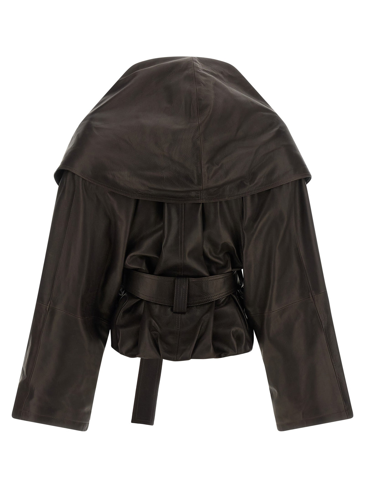 Shawl collar leather jacket
