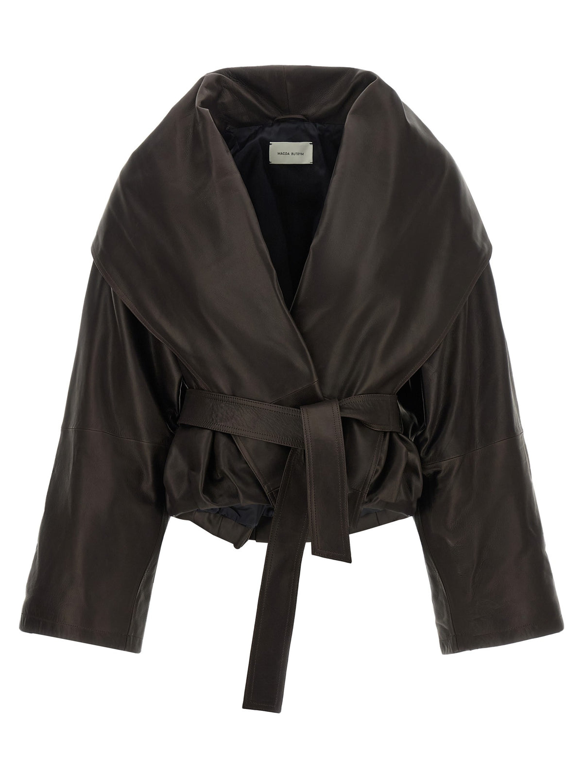 Shawl collar leather jacket