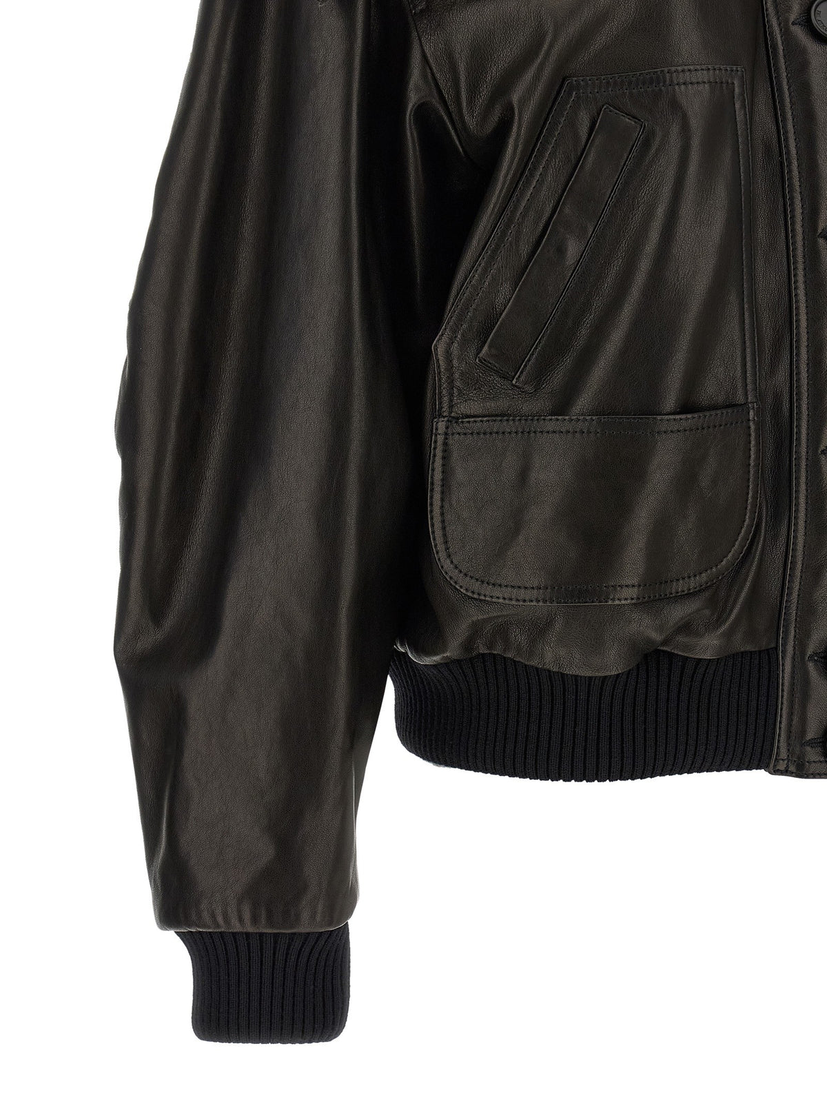 Shearling neck bomber jacket