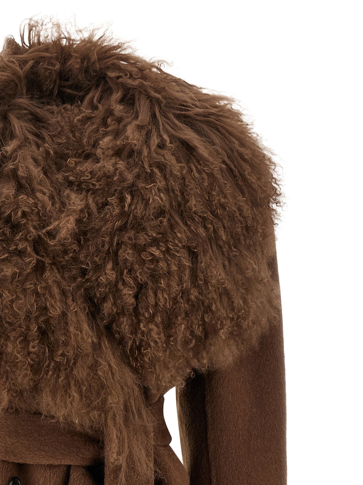 Shearling neck coat
