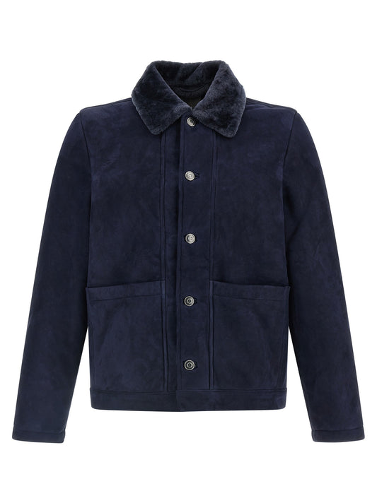 Shearling neck overshirt