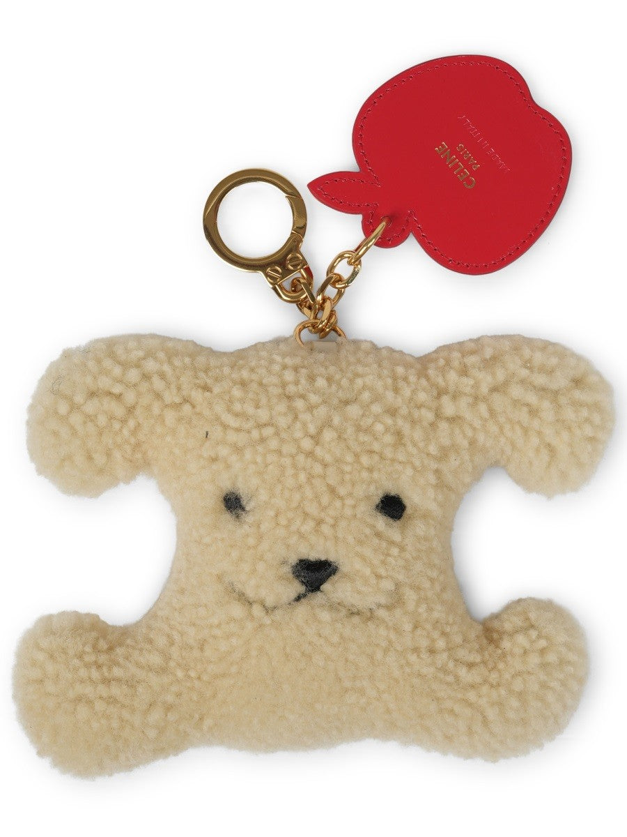 SHEARLING "TRIOMPHE" KEYCHAIN