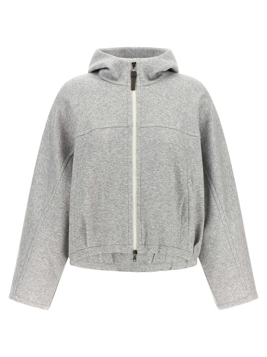 'Shiny Zipper Pull' cropped hoodie