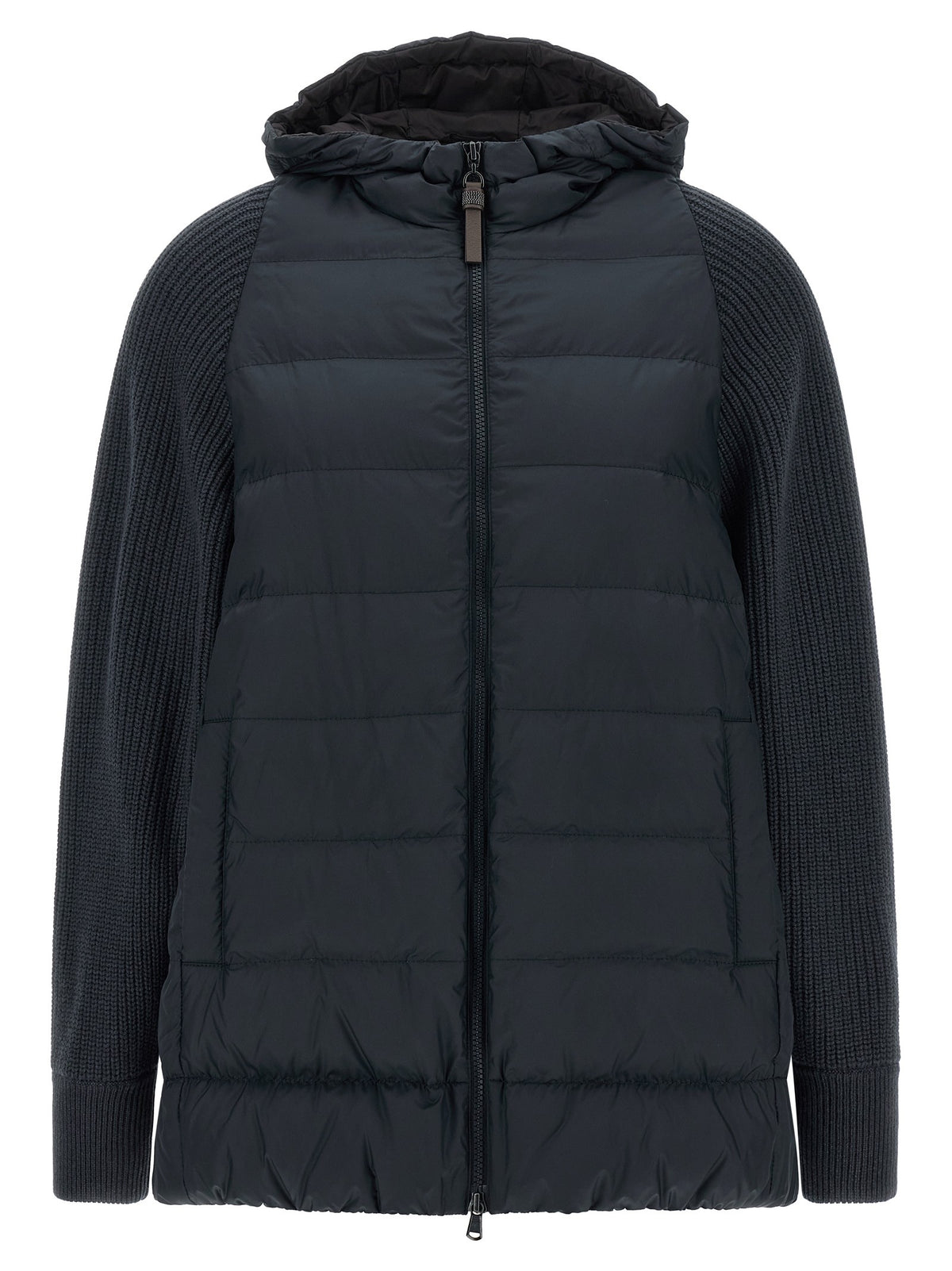 'Shiny Zipper Pull' down jacket