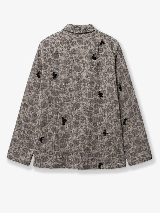 Shirt jacket with melange inlay