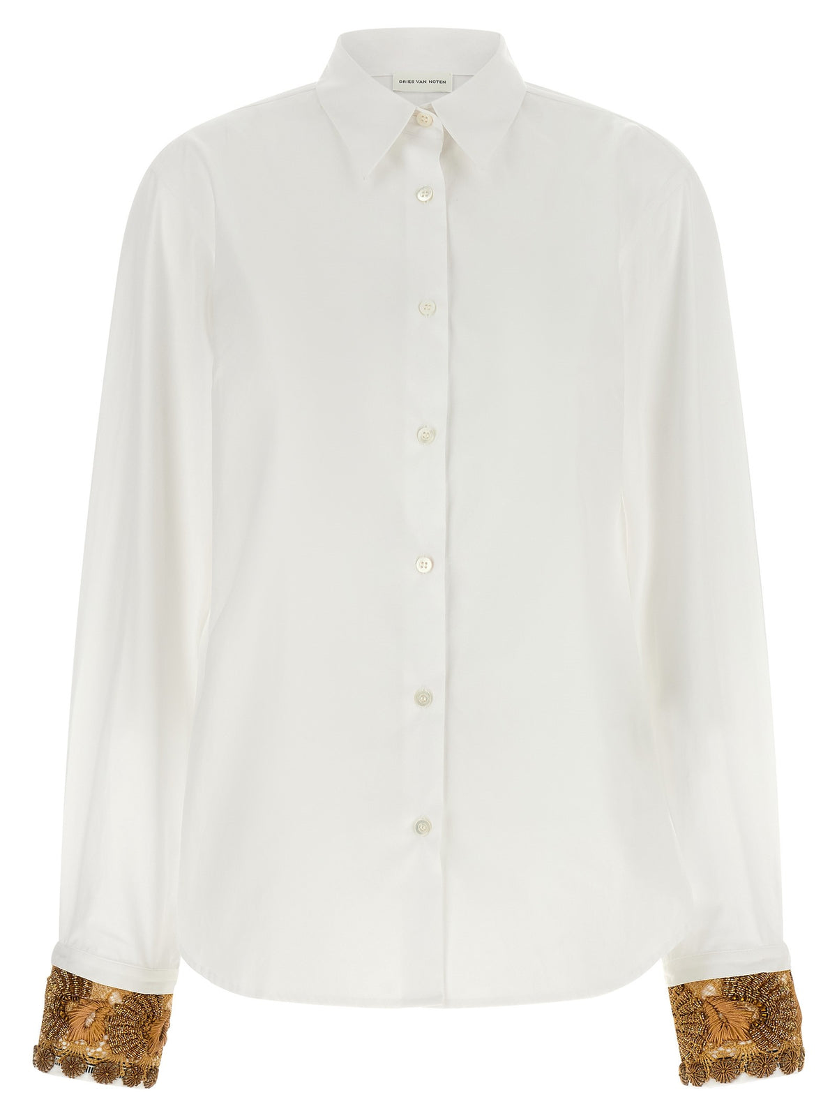 Shirt with embroidered cuffs