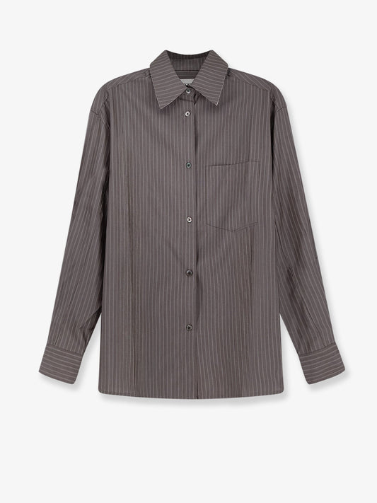 Silk and wool blend shirt with striped pattern