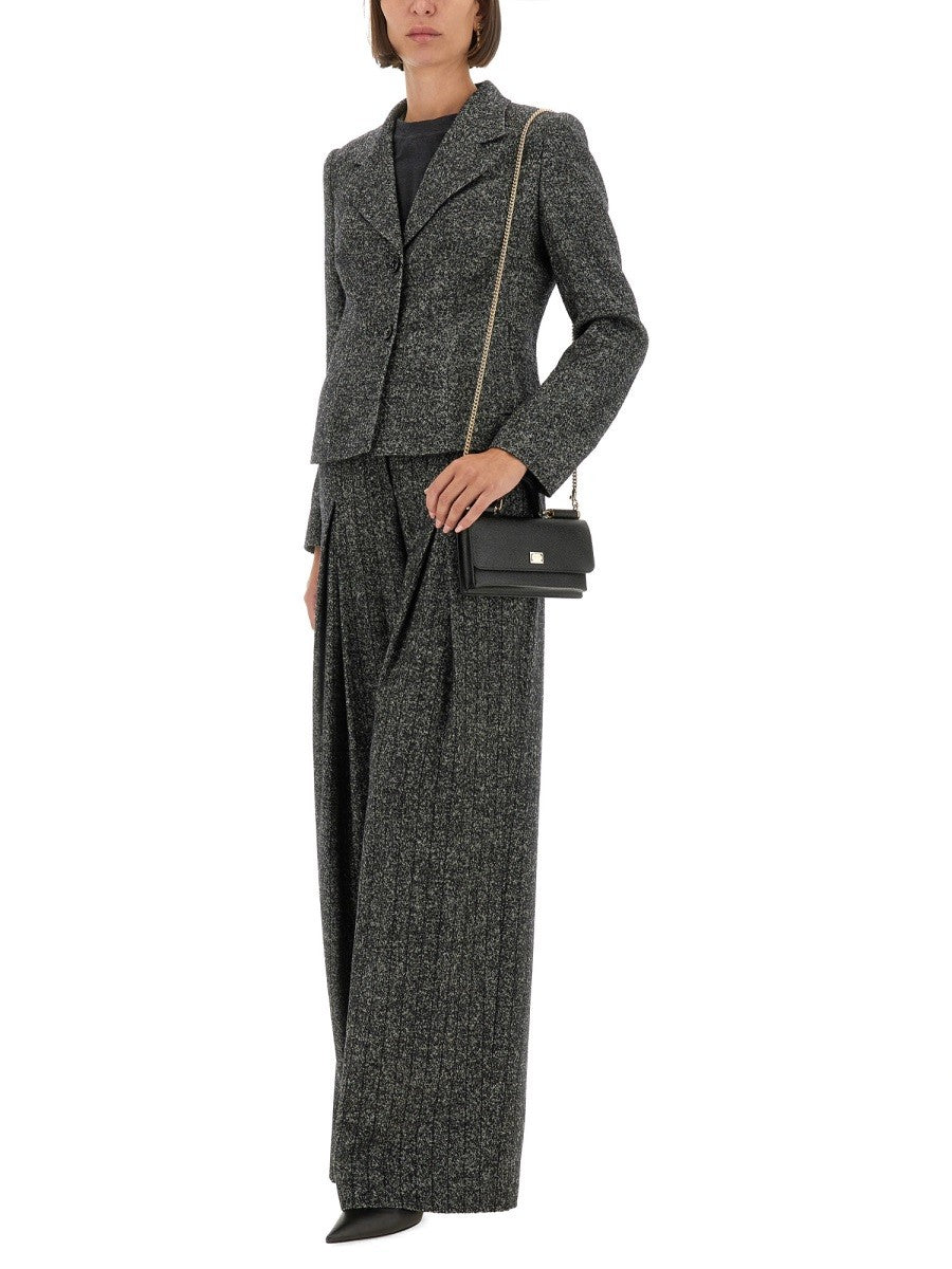 SINGLE-BREASTED JACKET IN WOOL BLEND DOT