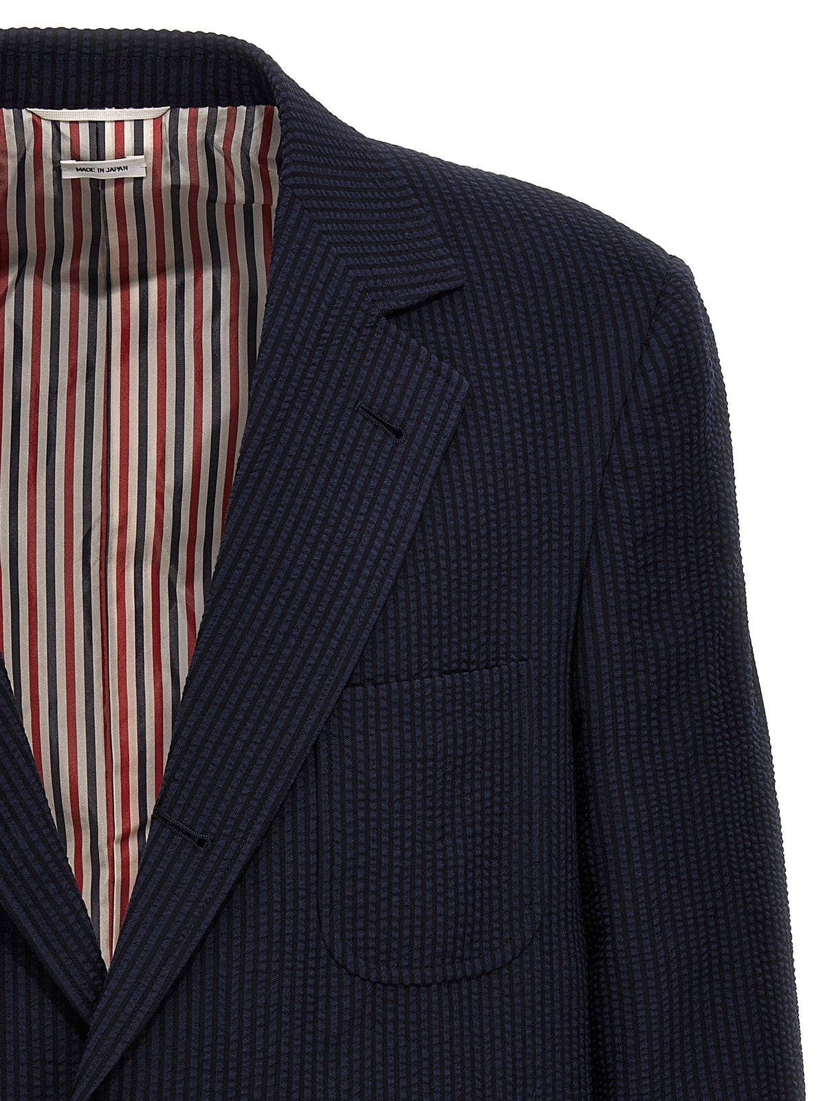 Single-breasted seersucker blazer
