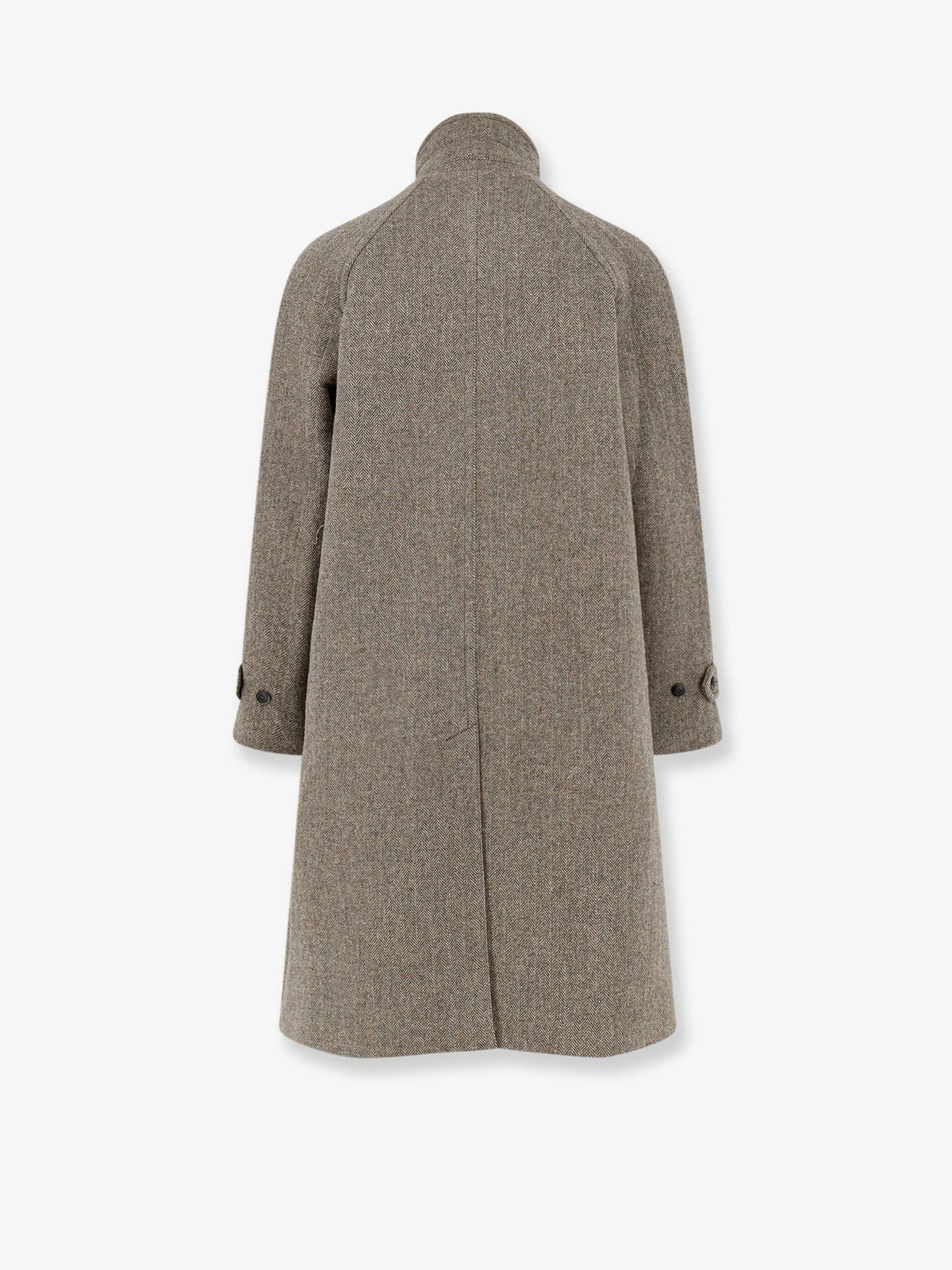 Single-breasted wool coat with a herringbone pattern
