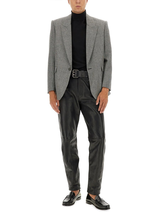 SINGLE-BREASTED WOOL FLANNEL JACKET