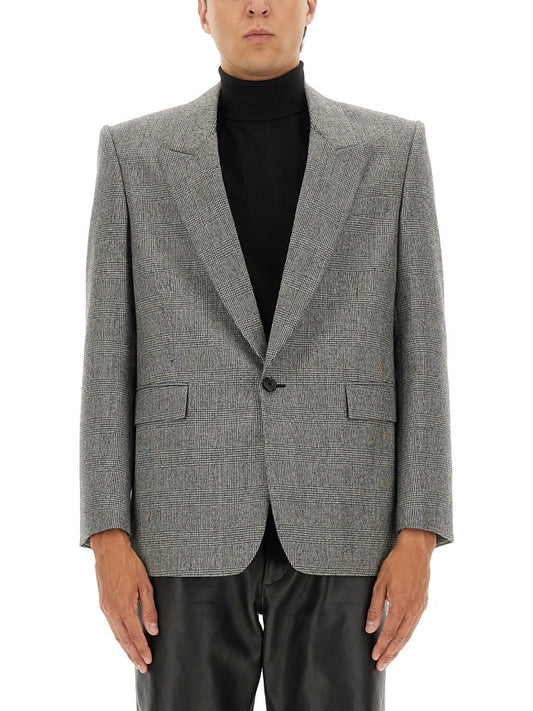 SINGLE-BREASTED WOOL FLANNEL JACKET